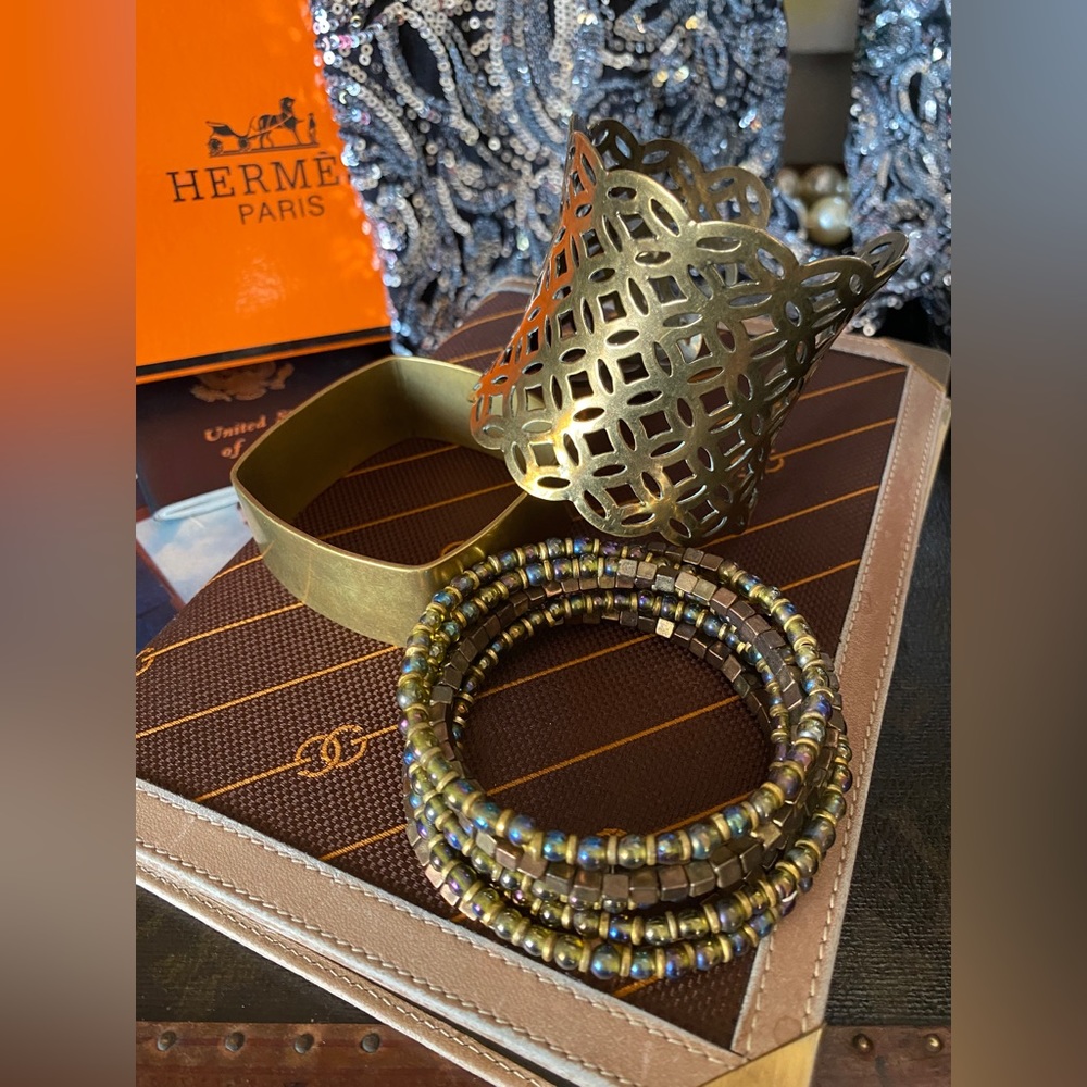 Beautiful Statement Brass Statement Bracelet Stac… - image 7